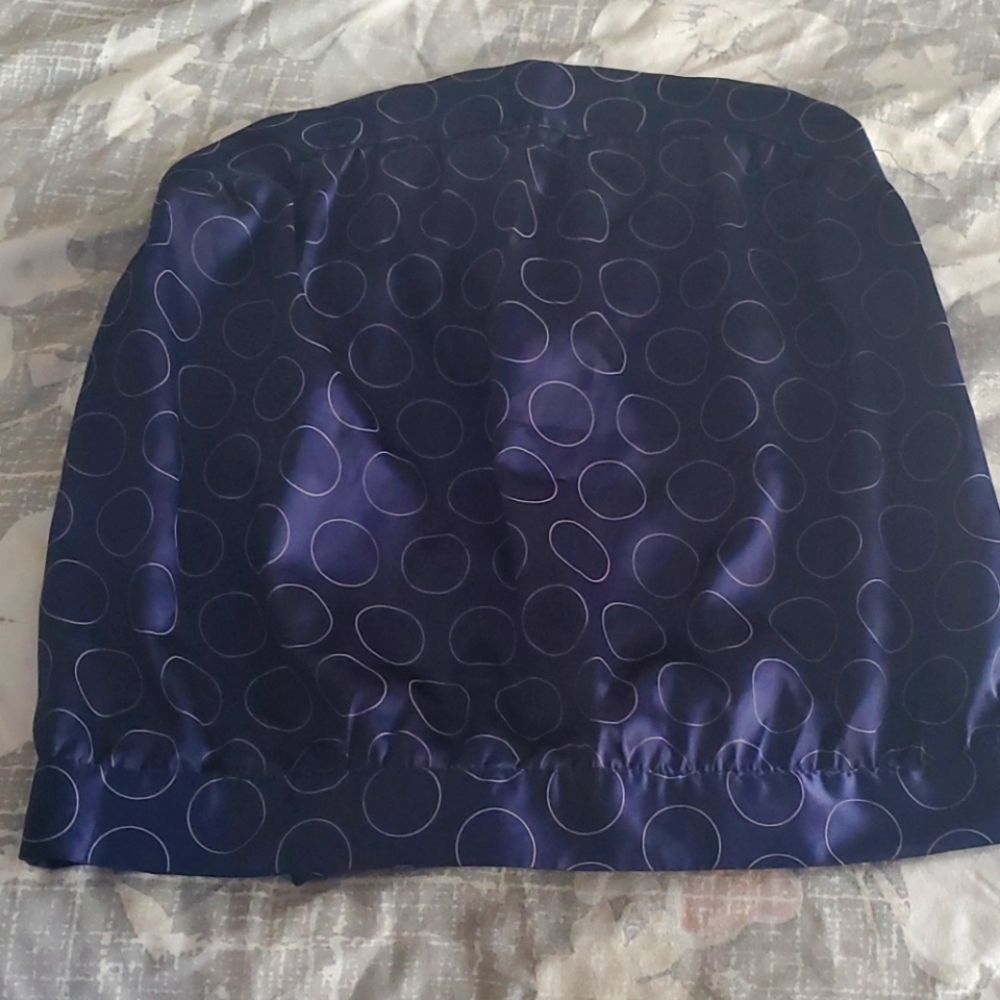 Blue white polka dot strapless top